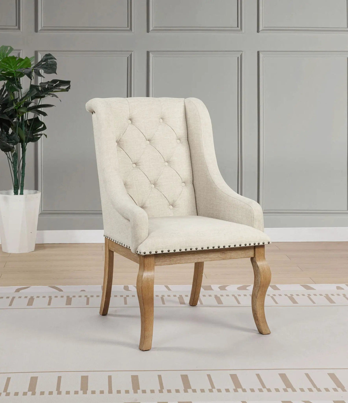 Brockway Upholstered Arm Chair Barley Brown (Set of 2) | 26.5 x 30 x 43.25 in | Wood | Living Room