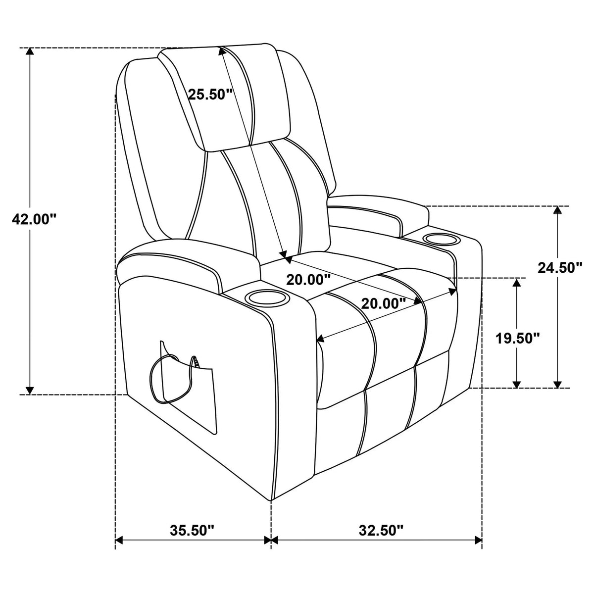Macklin Power Lift Massage Recliner | Heat And Massage | Dual Cupholders | Smooth Upholstery
