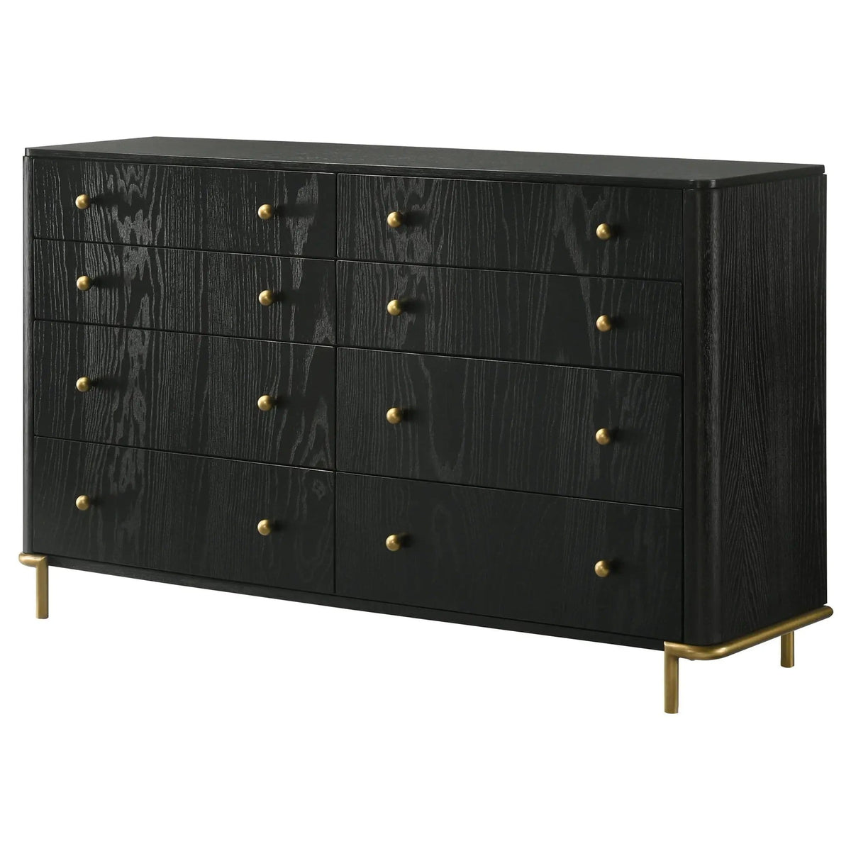 Arini 8-drawer Dresser | 63 x 18 x 37.25 in | Metal & Veneer | Black