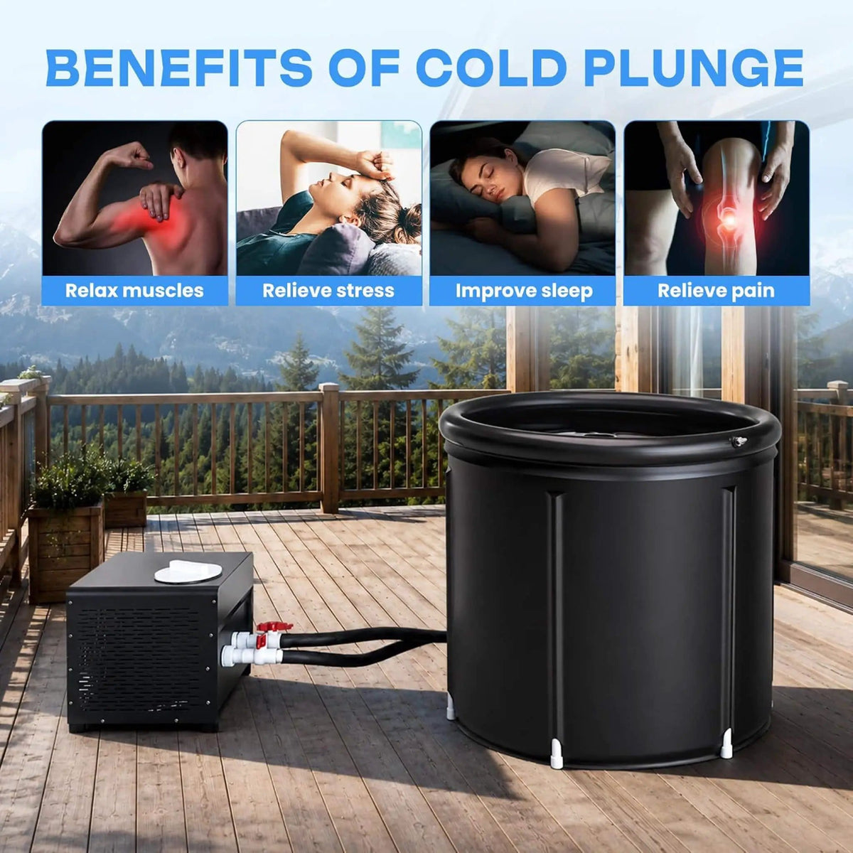 1/3HP Foldable Cold Plunge Tub With Smart Ice Bath Water Chiller | 3 HP | Bathroom Use | Bathroom