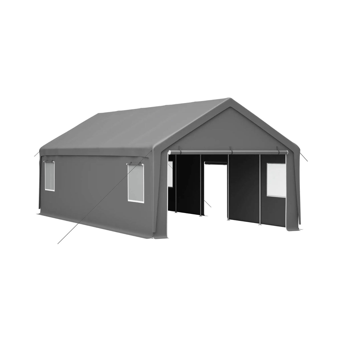 Heavy-Duty Carport Canopy | 13x26 Ft | Roll-Up Doors And Windows | Powder-Coated Steel Frame