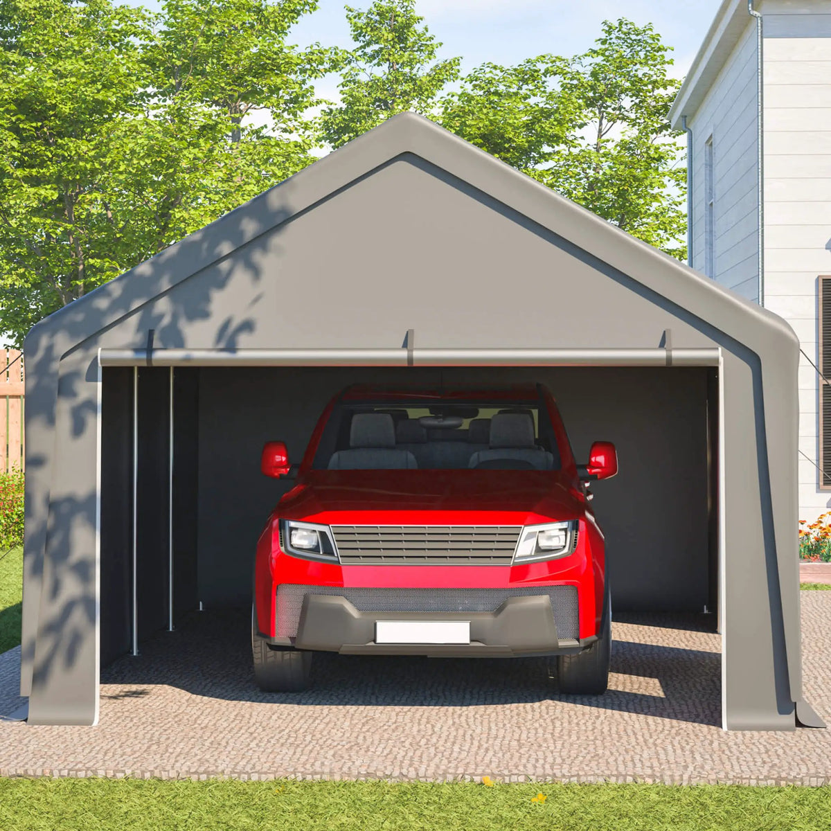 Heavy-Duty Carport Canopy | 13x26 Ft | Roll-Up Doors And Windows | Powder-Coated Steel Frame