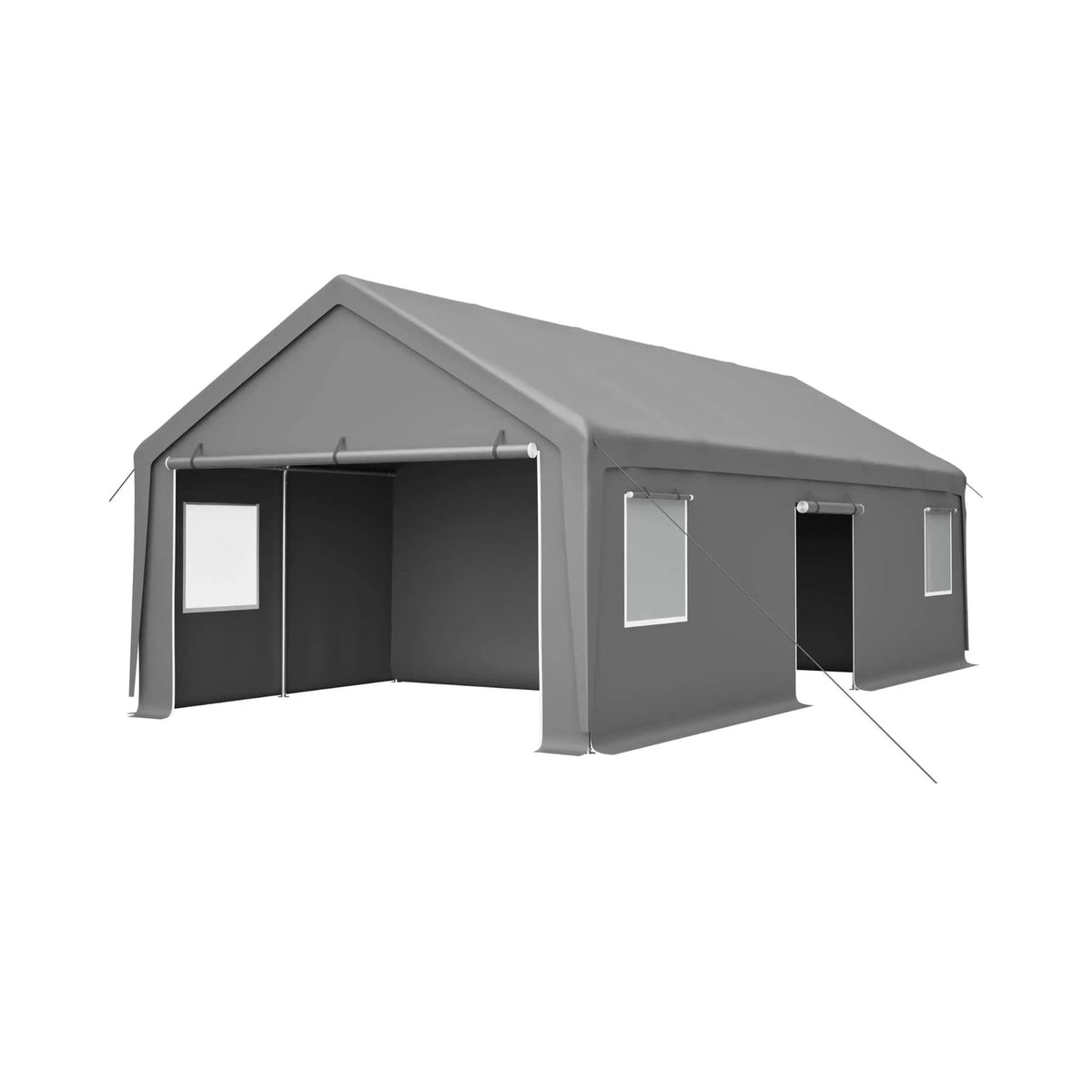Heavy-Duty Carport Canopy | 13x26 Ft | Roll-Up Doors And Windows | Powder-Coated Steel Frame