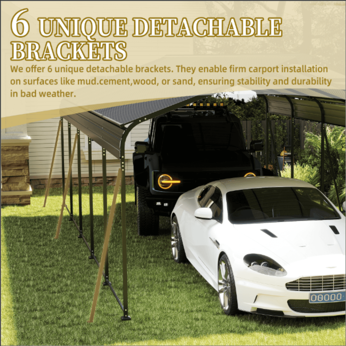 Weather-Resistant Outdoor Carport | 13 X 26.5 Ft | 0.25mm Color Steel Plates | Protective Film
