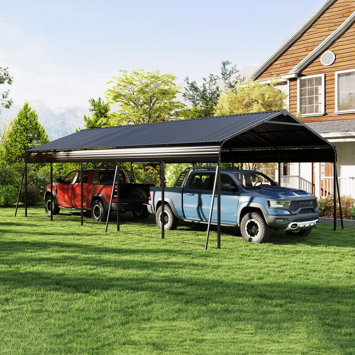 Weather-Resistant Outdoor Carport | 13 X 26.5 Ft | 0.25mm Color Steel Plates | Protective Film