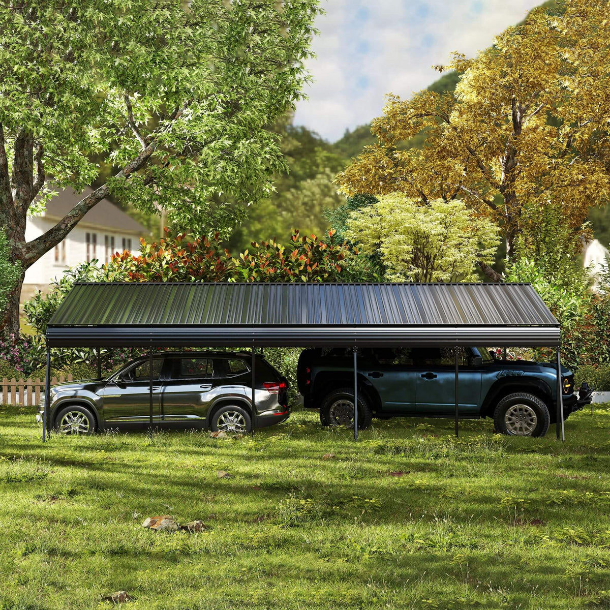 Weather-Resistant Outdoor Carport | 13 X 26.5 Ft | 0.25mm Color Steel Plates | Protective Film