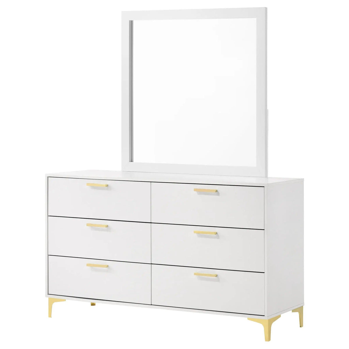 Kendall 6-drawer Dresser with Mirror | 58.5 x 15.75 x 73.75 in | 6-Drawer | White