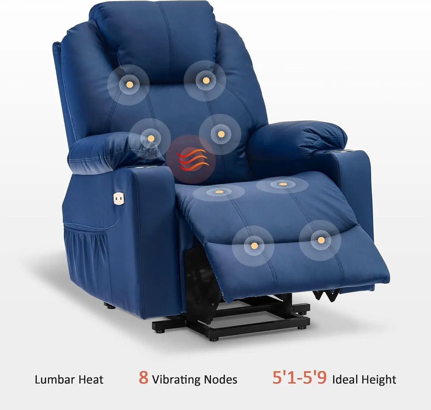 Electric Power Lift Recliner Chair With Massage And Heat Blue Medium from PriceLows™