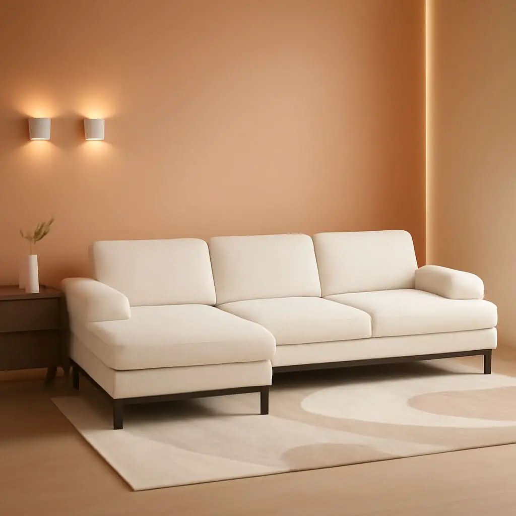 Beige 111 Inch U Shape Corduroy Sectional Sofa With Chaises from PriceLows™