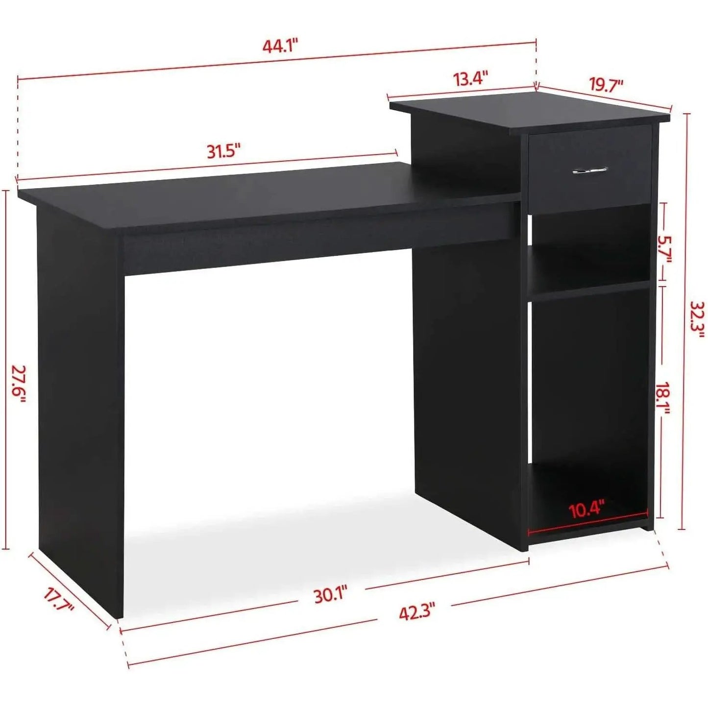 Black Wooden Computer Desk With Storage Drawer Cpu Stand from PriceLows™