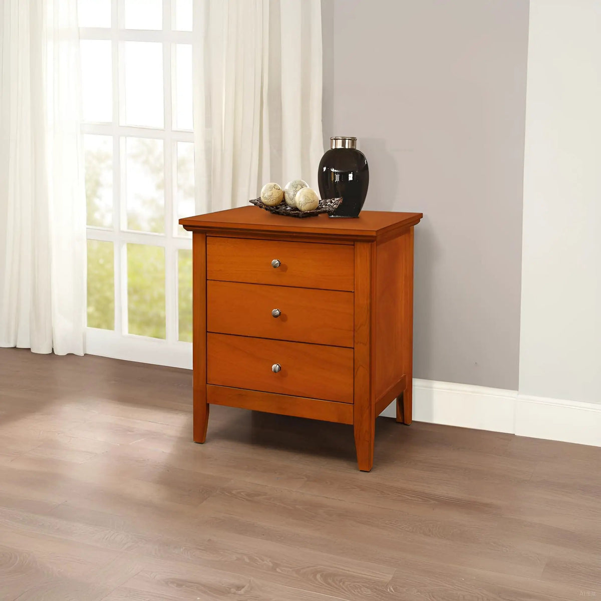 3 Drawer Nightstand | Real Wood Veneer | Dovetail Joints | Fully Assembled
