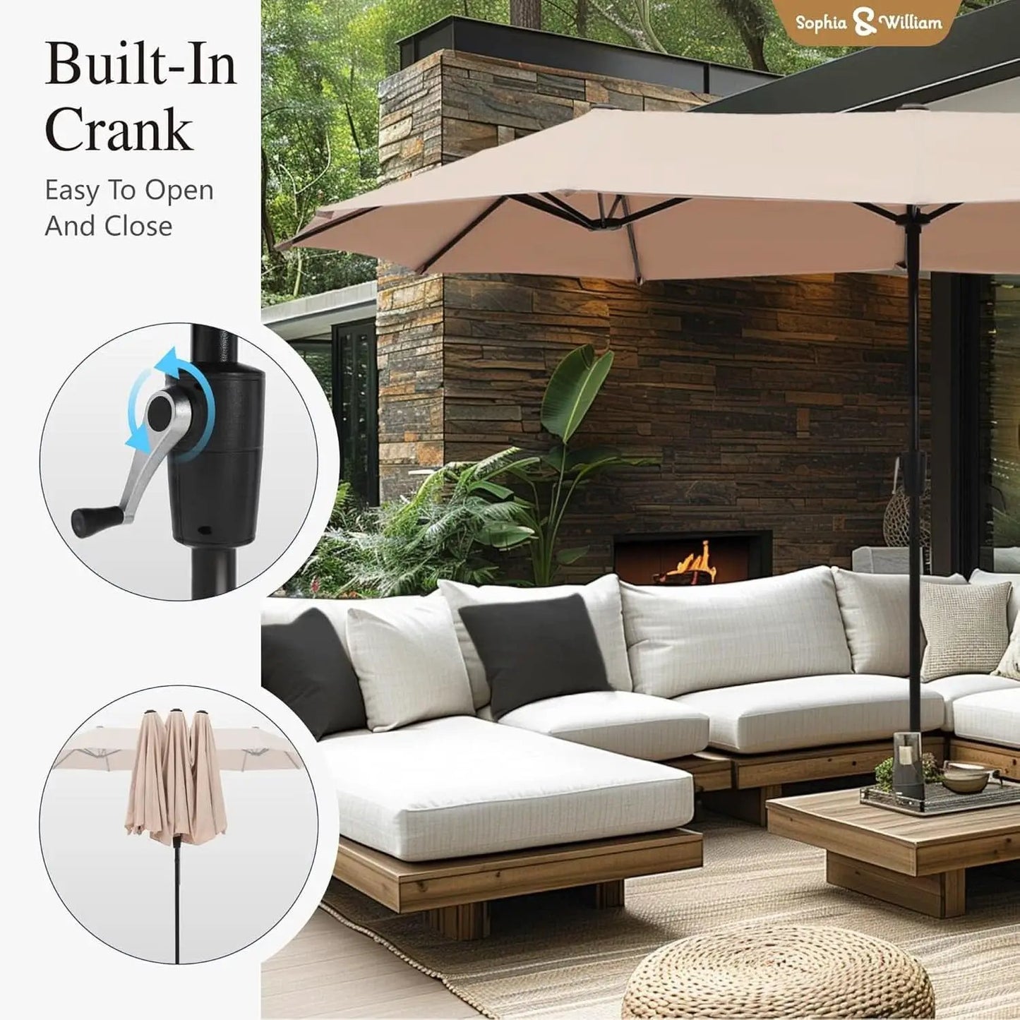 8 Piece Patio Dining Set For 6 With 13 Foot Beige Umbrella from PriceLows™