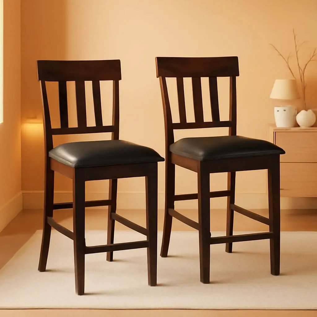 Haddigan 24 Inch Dark Brown Upholstered Bar Stool Set Of 2 from PriceLows™
