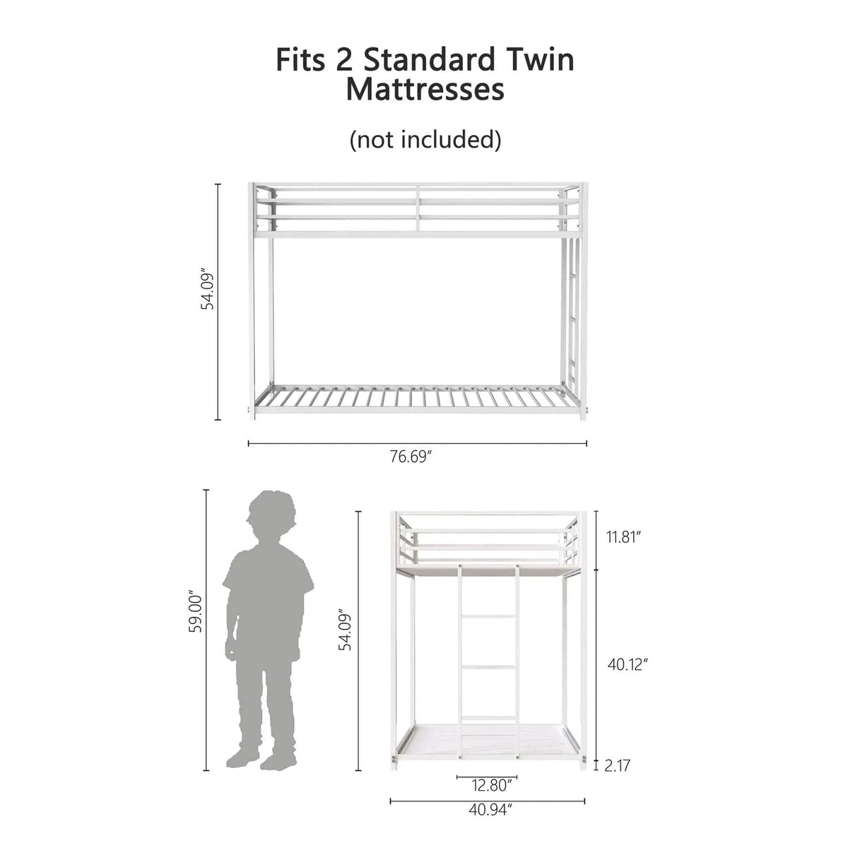 Adam Metal Bunk Bed | 2 Pieces | Metal | Bedroom