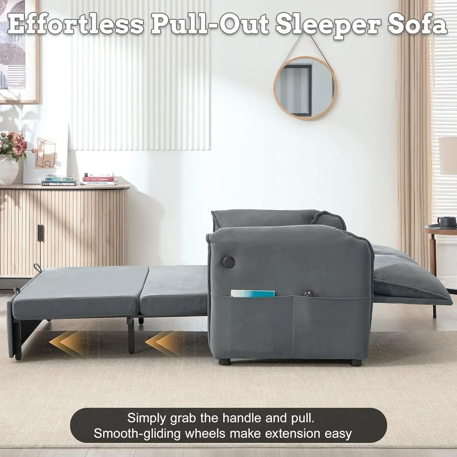 Sixty ThreeInch Pullout Velvet SofaBed Premium Edition from PriceLows™