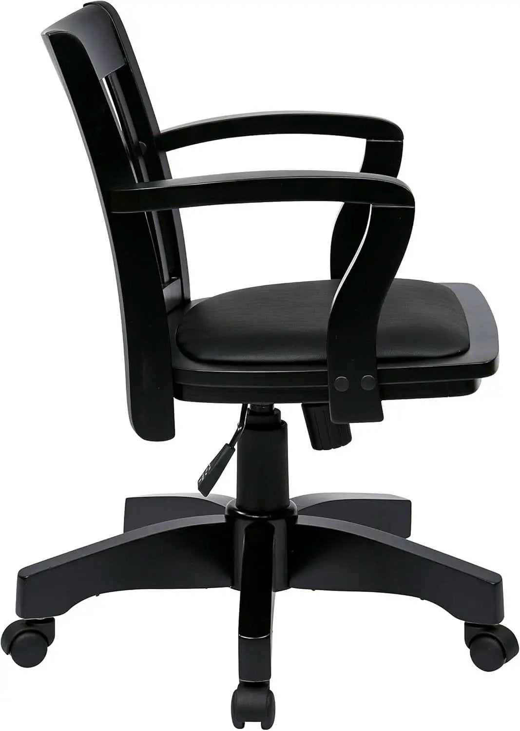 Deluxe Wood Banker Desk Chair Black Adjustable Height Tilt from PriceLows™