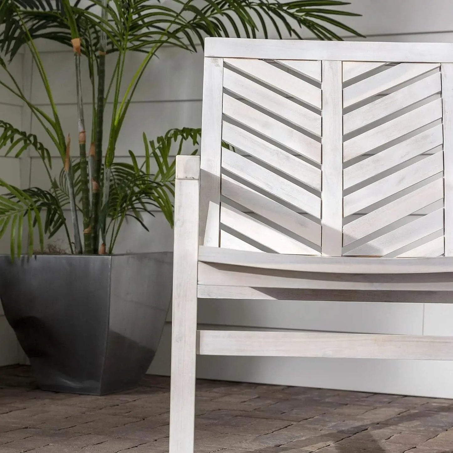 White Wash Acacia Wood Outdoor Chair For Patio Dining from PriceLows™