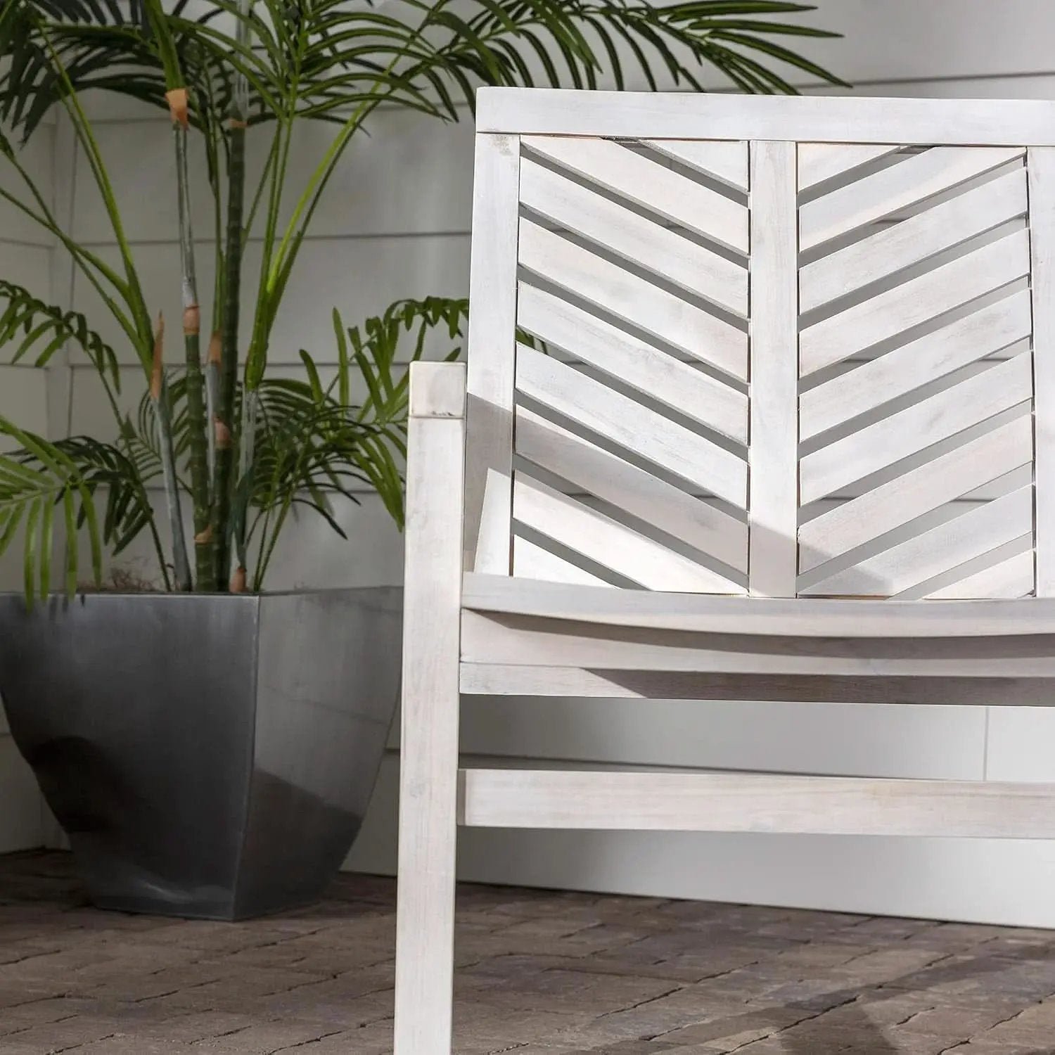 White Wash Acacia Wood Outdoor Chair For Patio Dining from PriceLows™
