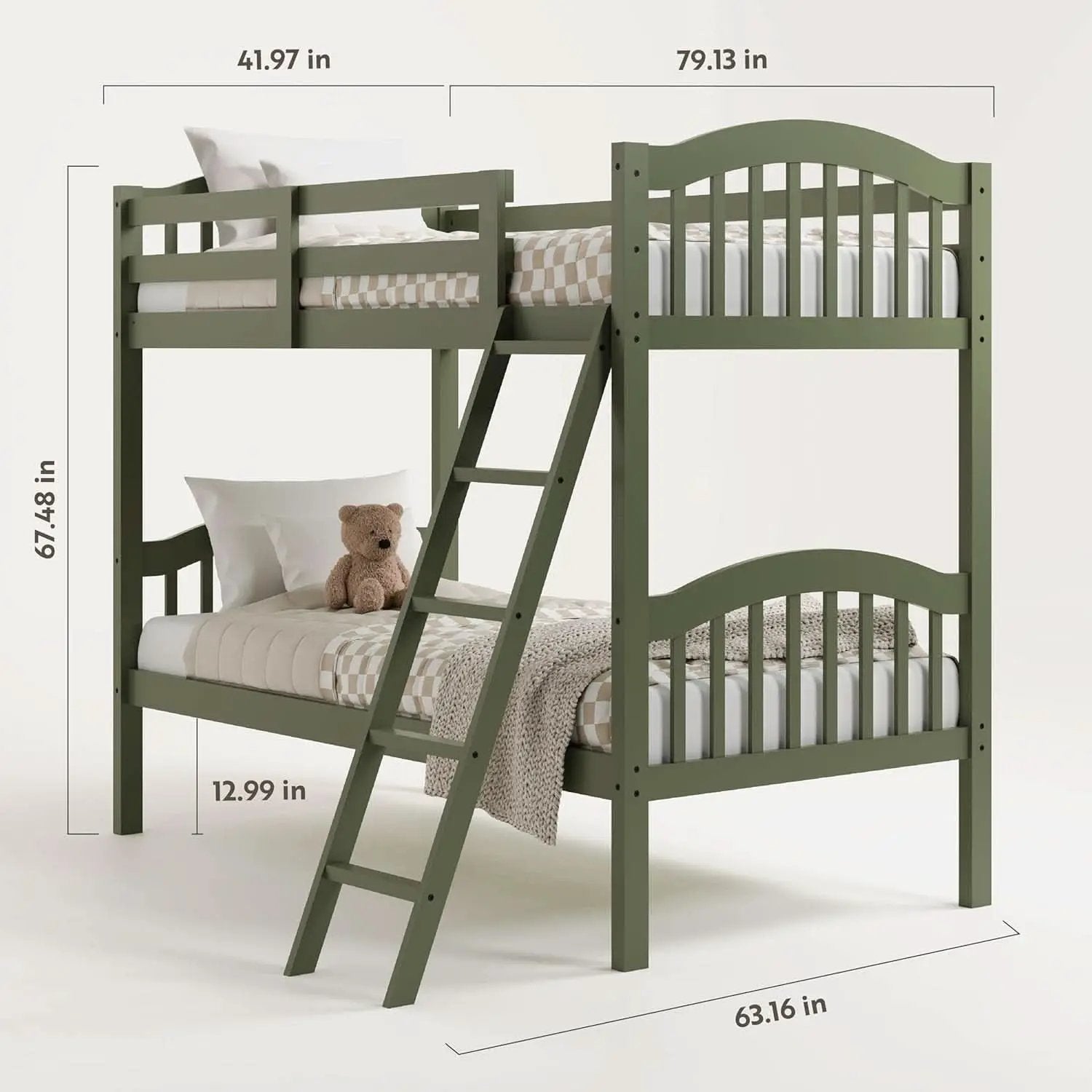 Olive Twin Over Twin Bunk Bed Converts To Two Beds from PriceLows™