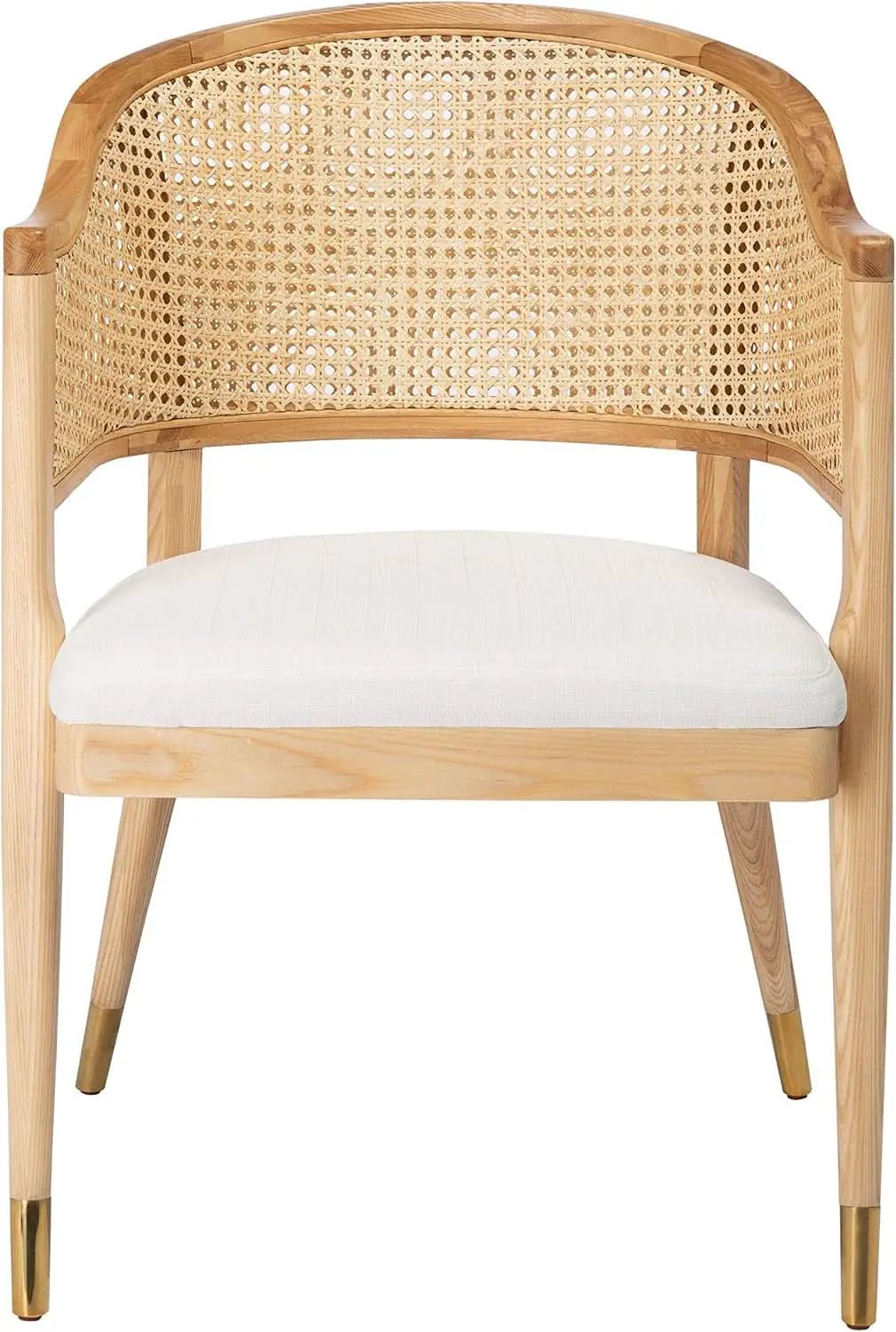 Natural Rattan Accent Chair with Brass Caps Fully Assembled from PriceLows™