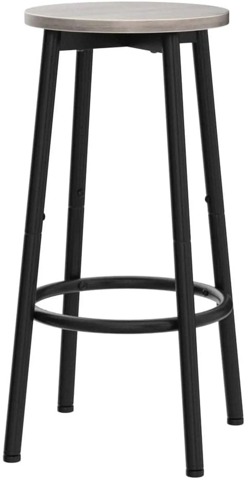 Greige Bar Stools Set Of 2 11.8 Inch Square Seats With Footrest from PriceLows™
