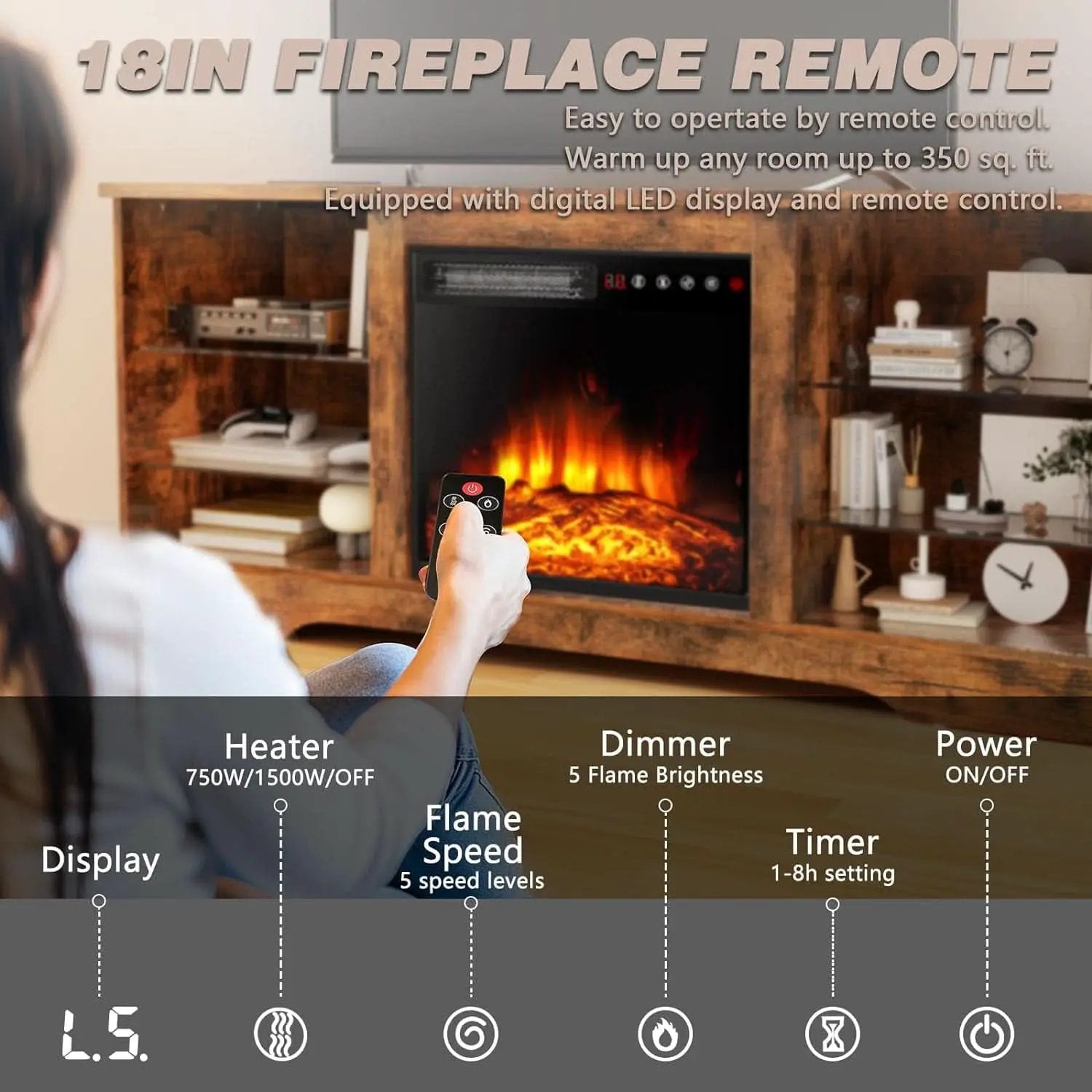58 Inch Electric Fireplace TV Stand For 65 Inch Televisions from PriceLows™