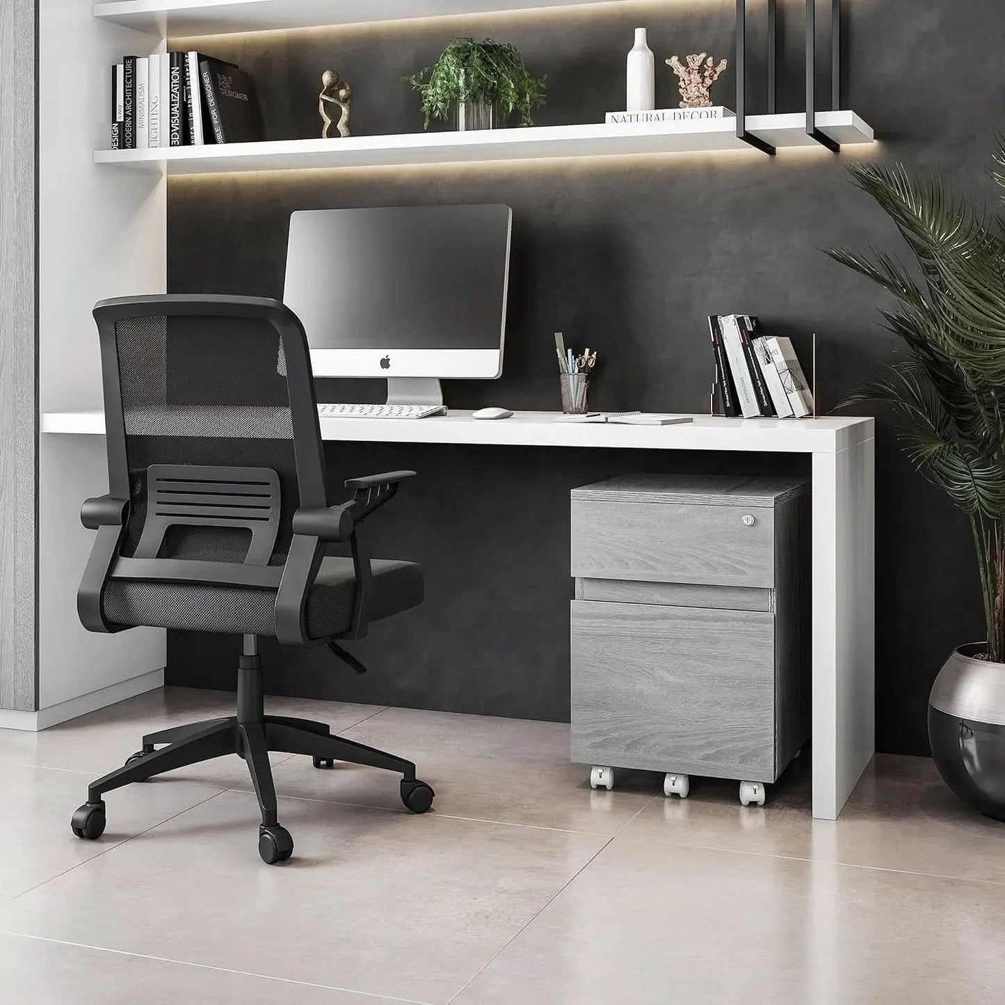 Grey Rolling Locking Two Drawer Vertical Filing Cabinet from PriceLows™