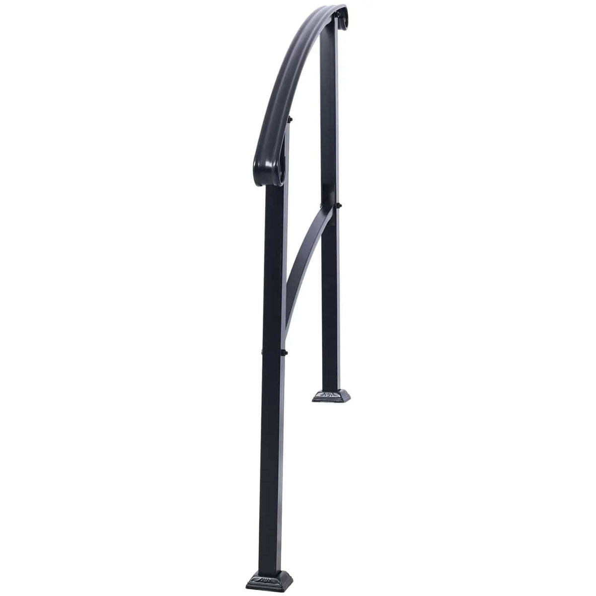 Handrails For Outdoor Steps, Fit 1 Or 3 Steps Outdoor Stair Railing, Flexible Front | 37 x 2 x 55 in | Marble & Concrete | Black