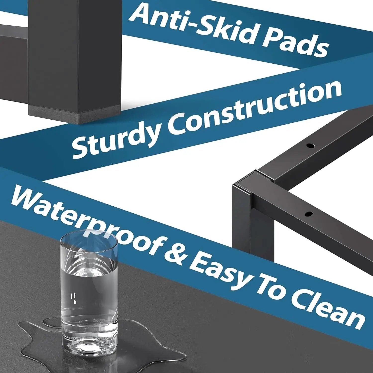 55 Inch Black Computer Desk Powder Coated Steel Frame from PriceLows™