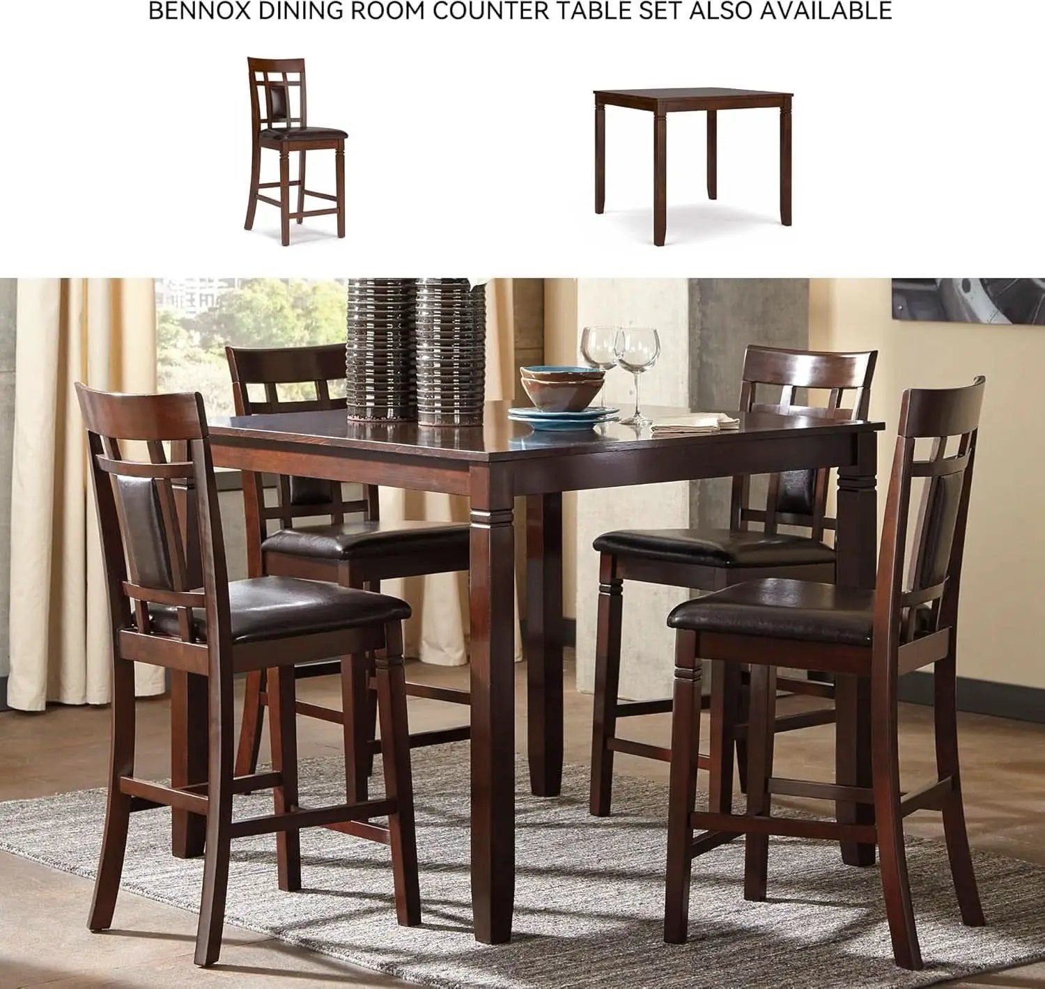 Brown Contemporary Engineered Wood Dining Table Set from PriceLows™
