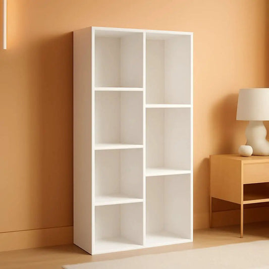 White 7 Compartment Bookcase Shelving Unit For Living Room And Home Office from PriceLows™