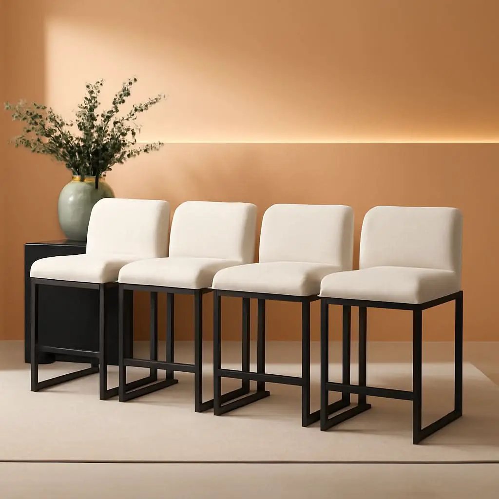 Set Of 4 Counter Height Bar Stools PU Leather With Back from PriceLows™