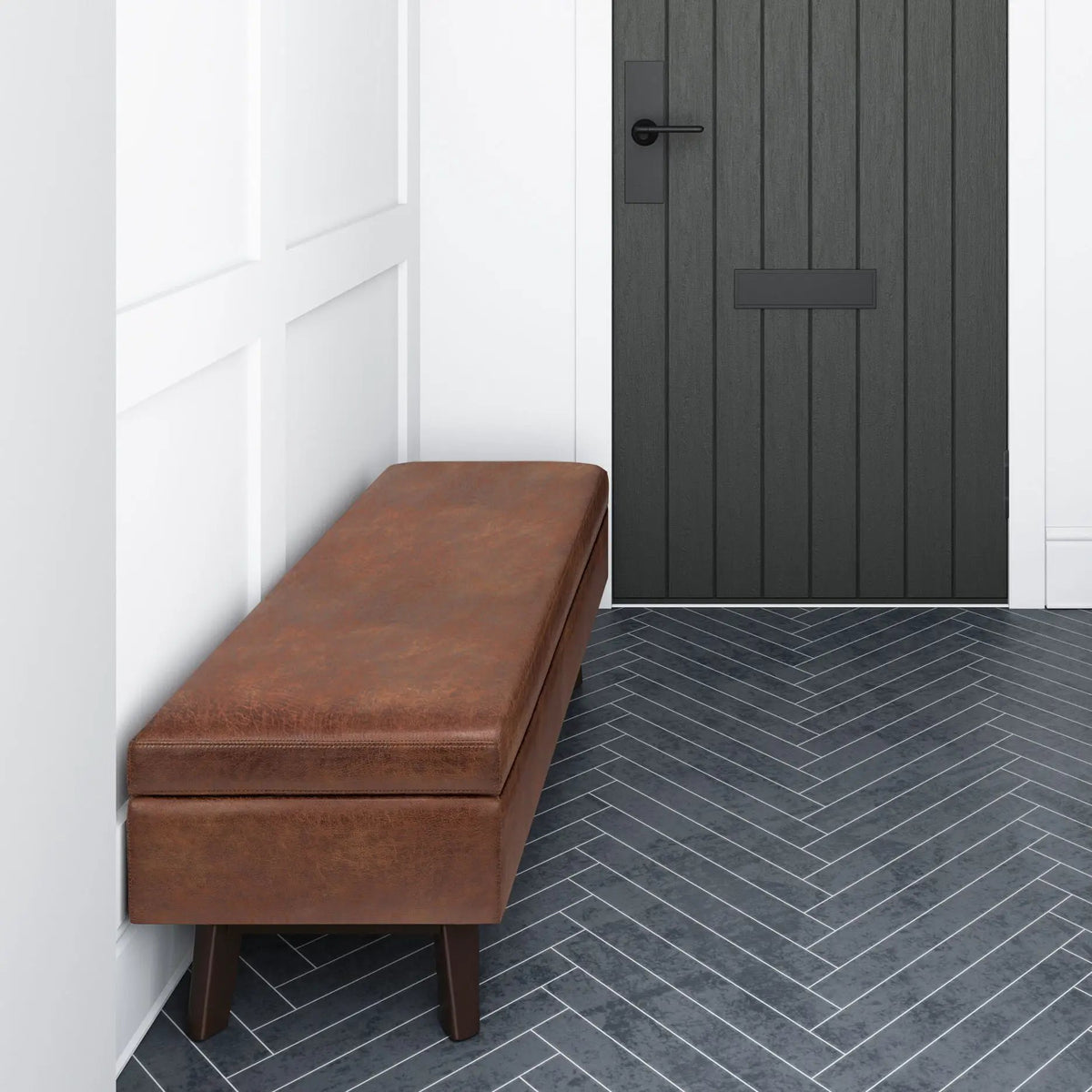 Storage Ottoman | Rectangular Design | Solid Wood Frame | Lift Top