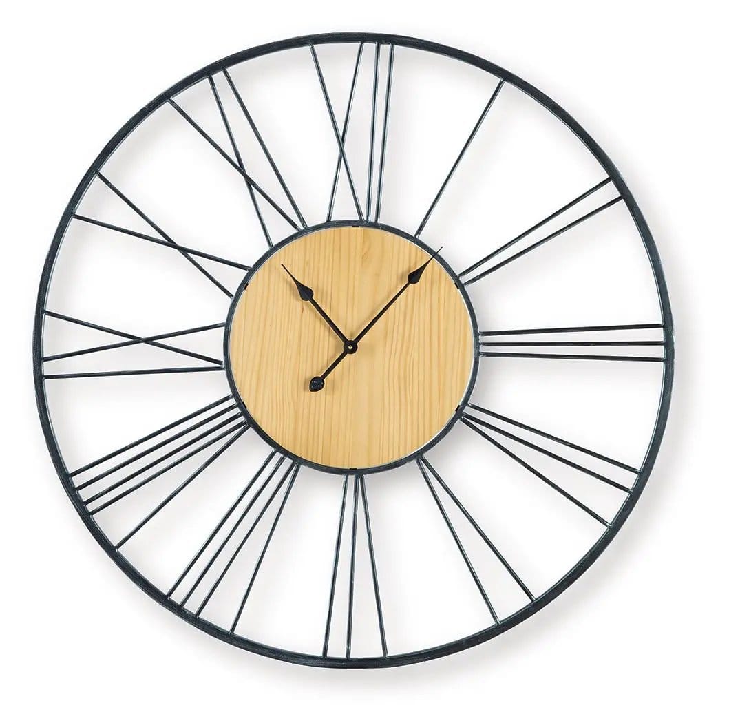 Brockett Wall Clock | 41.88 x 1.5 x 41.88 in | Metal & Wood | Black / Natural