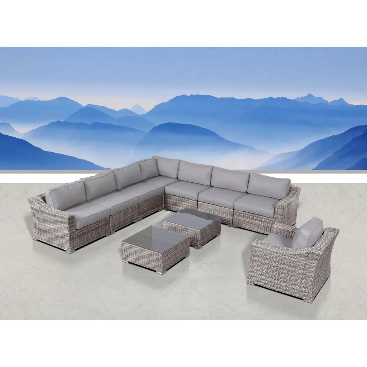Outdoor Wicker Conversation Set | All-Weather Resin | Tempered Glass Table | 5 Inch Cushions