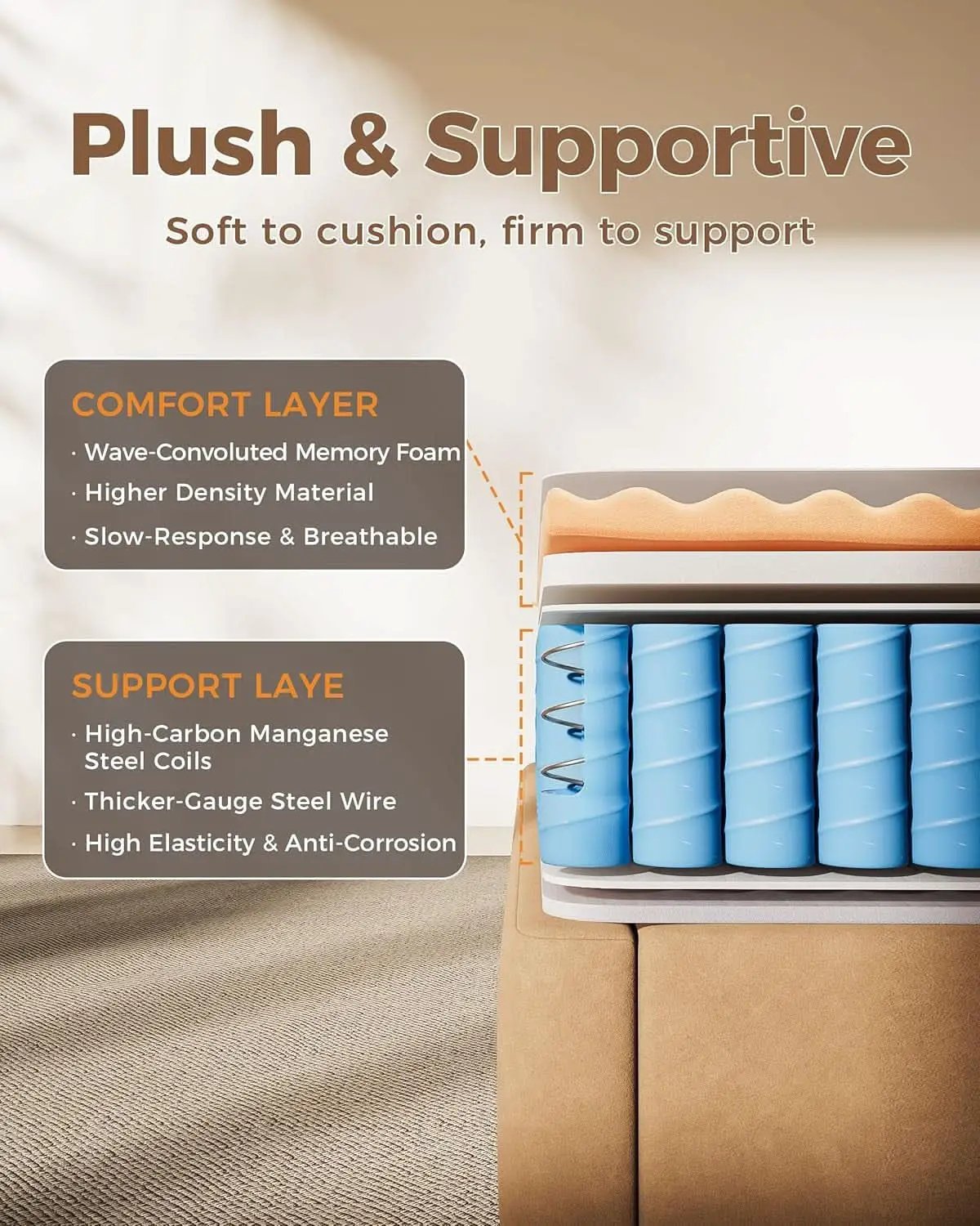Twin Mattress 8Inch Pocket Springs Luxuriously Soft from PriceLows™