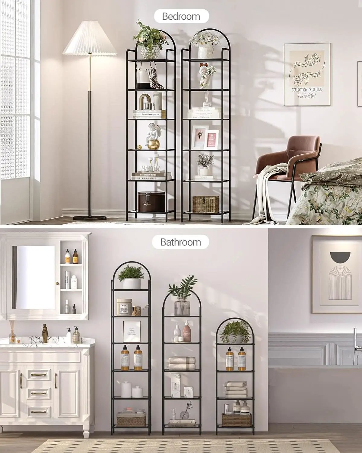 Six Tier Bookcase With Tempered Glass Shelves Home Office from PriceLows™