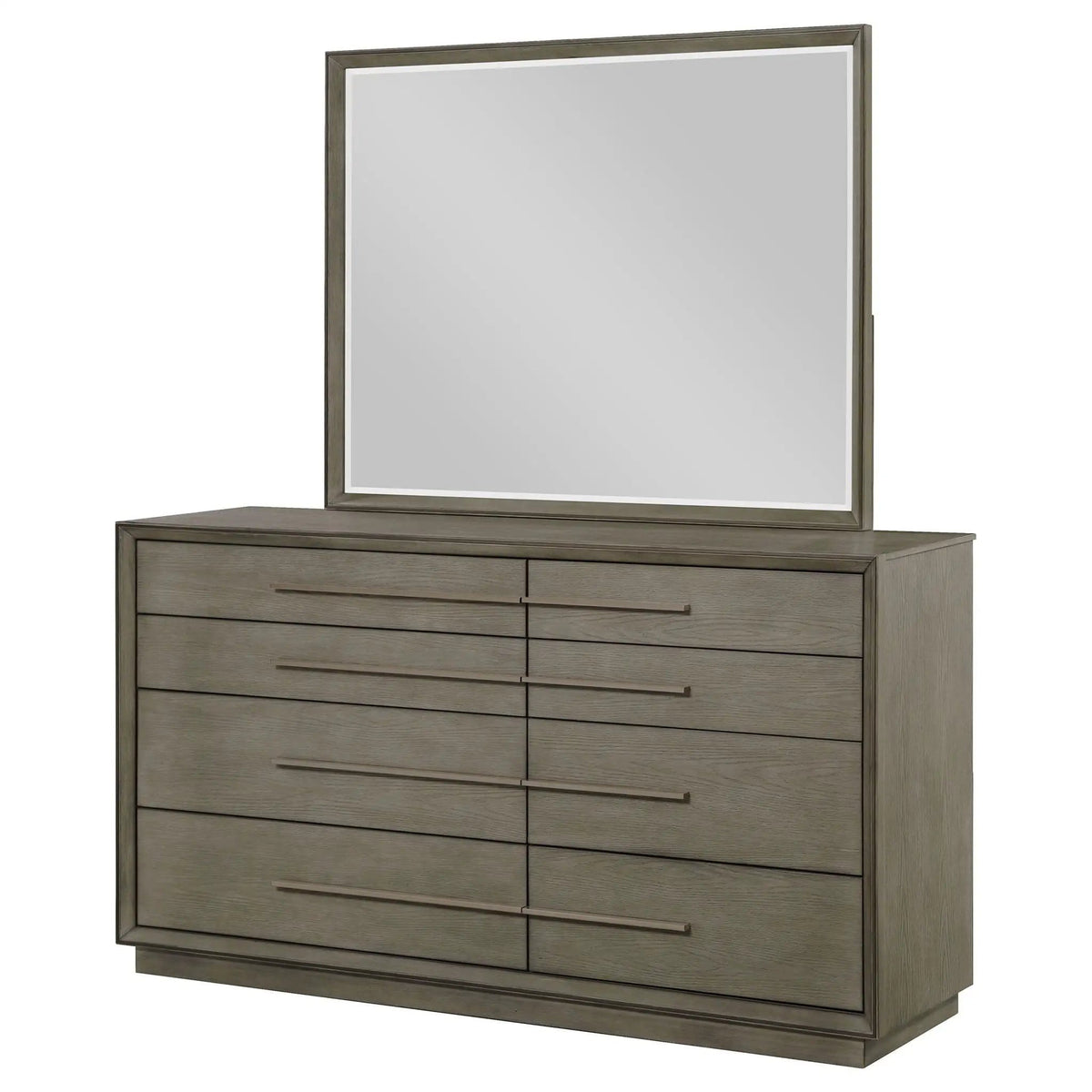 Durango 8-drawer Dresser and Mirror Taupe | 70 x 20 x 78.5 in | Engineered Wood & Metal | Oak