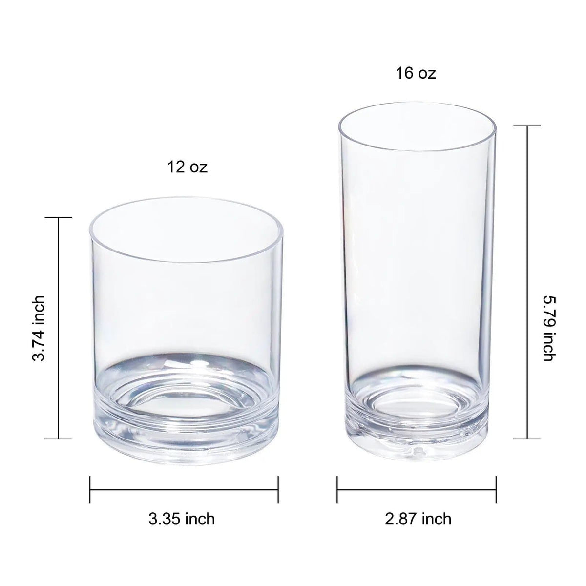 Barcelona Acrylic Lowball & Highball Glassware | 12 oz | Set of 8 | Acrylic