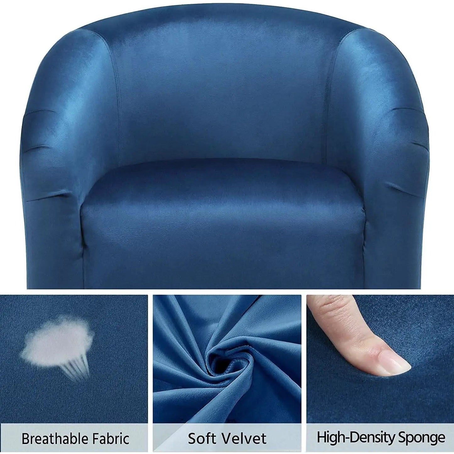 Pagoda Blue Velvet Club Chair With Curved Armrests from PriceLows™