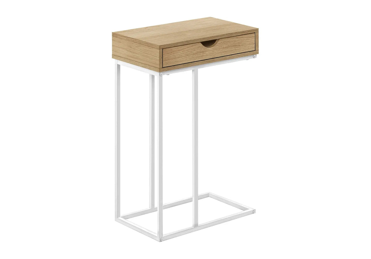 C-Shaped End Table | Pass-Through Storage Drawer | Slide-Under Base | Modern Design