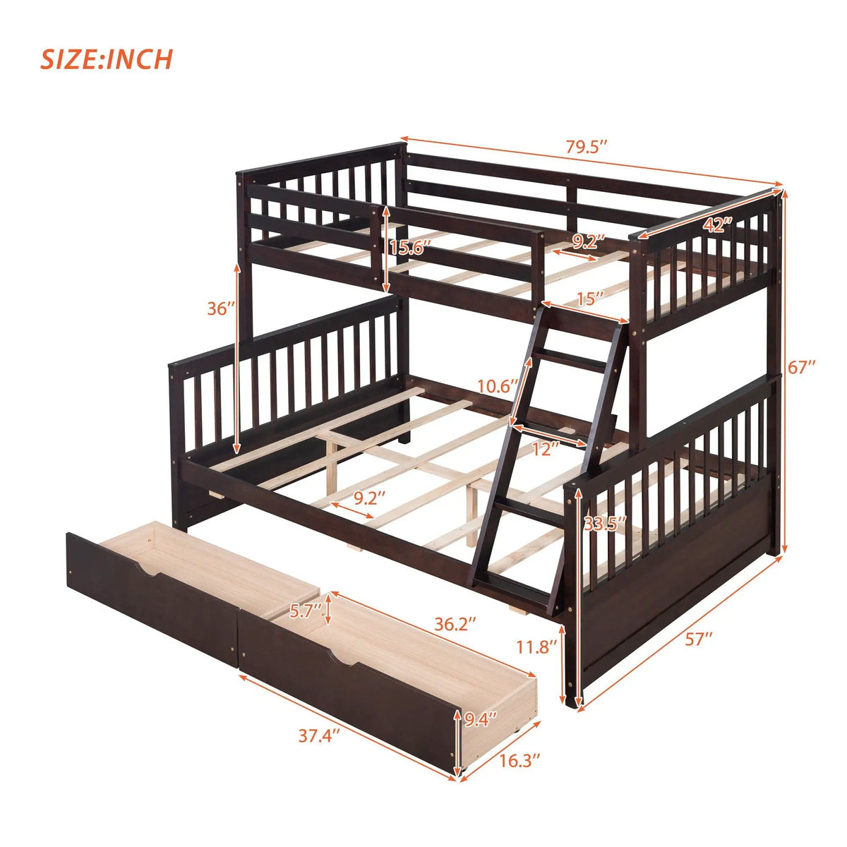 Bunk Bed With Ladders | 2 Storage Drawers | Space-Saving Design | Sleepover Ready