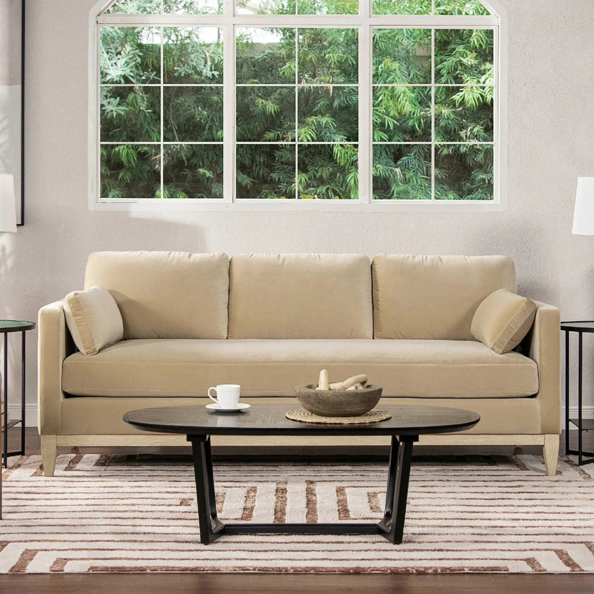 Knox Modern Farmhouse Sofa | Feather-Down Wrapped Cushions | Reversible Cushions | 84 Inch Length