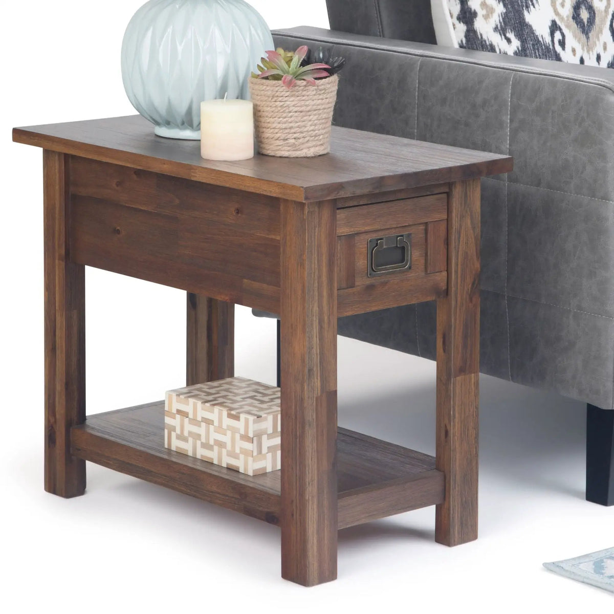 Monroe Handcrafted Side Table | Solid Acacia Hardwood | NC Lacquer Finish | 38 Inch Square