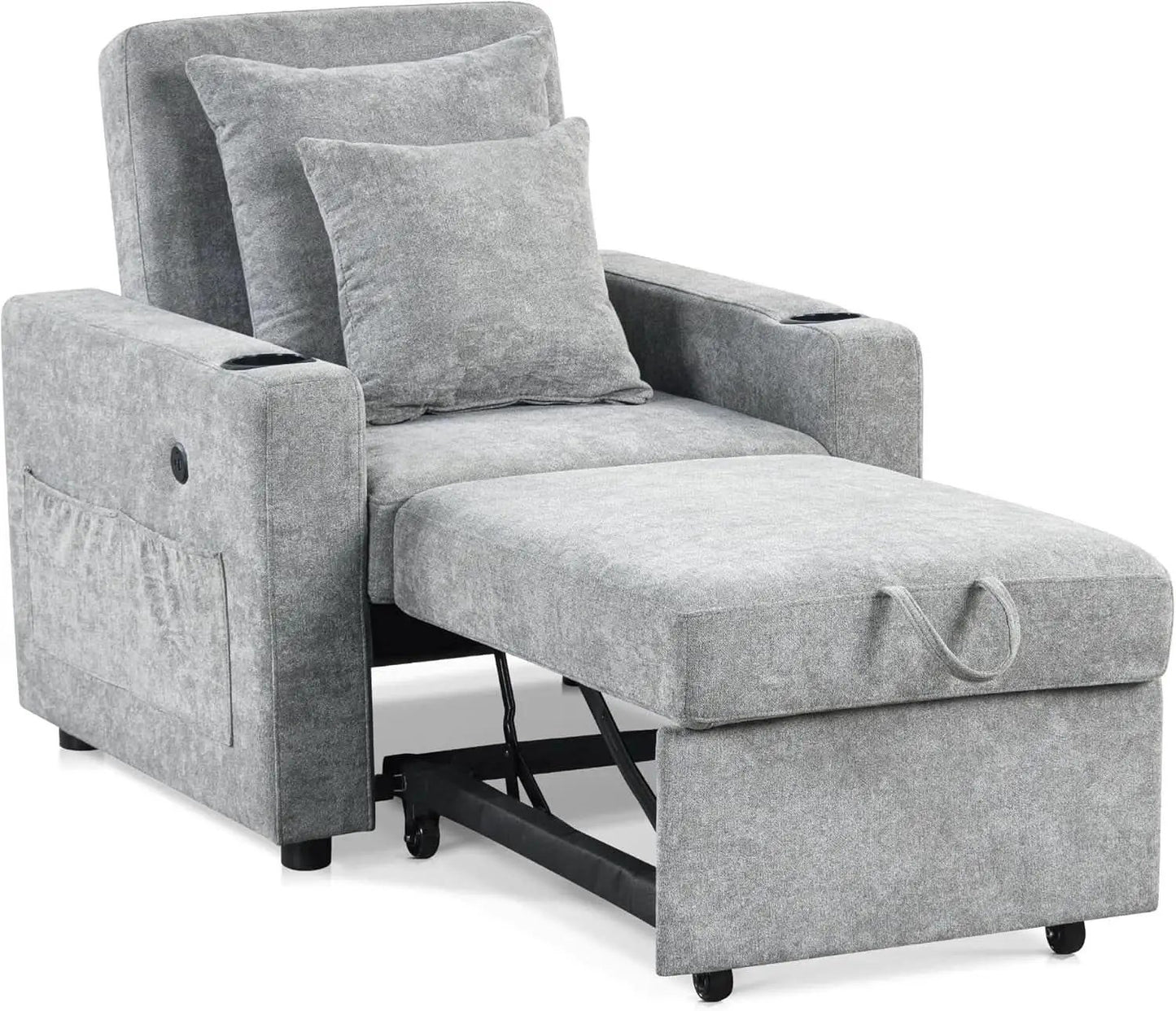 Convertible Sleeper Chair Bed With Linen Upholstery from PriceLows™