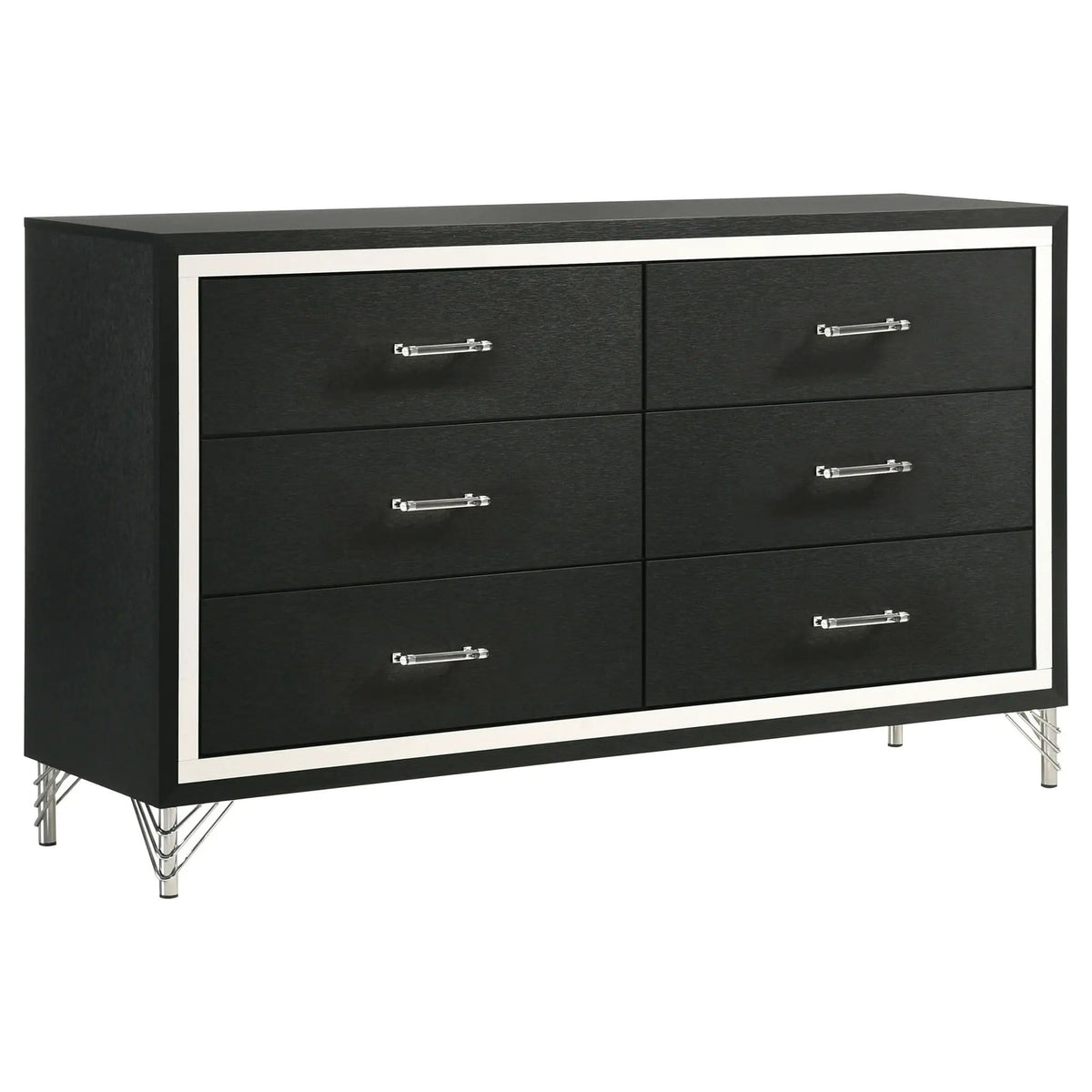 Lucia 6-drawer Dresser Cabinet | 58.5 x 17.25 x 33.75 in | Metal | Black