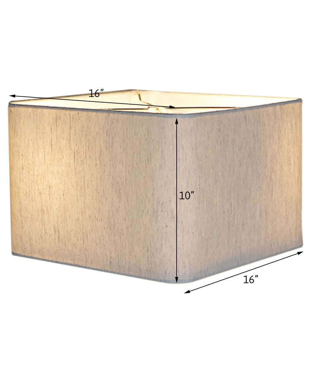 Square Lamp Shade | Rounded Corner Square | Textured Oatmeal Fabric | 16x16x10