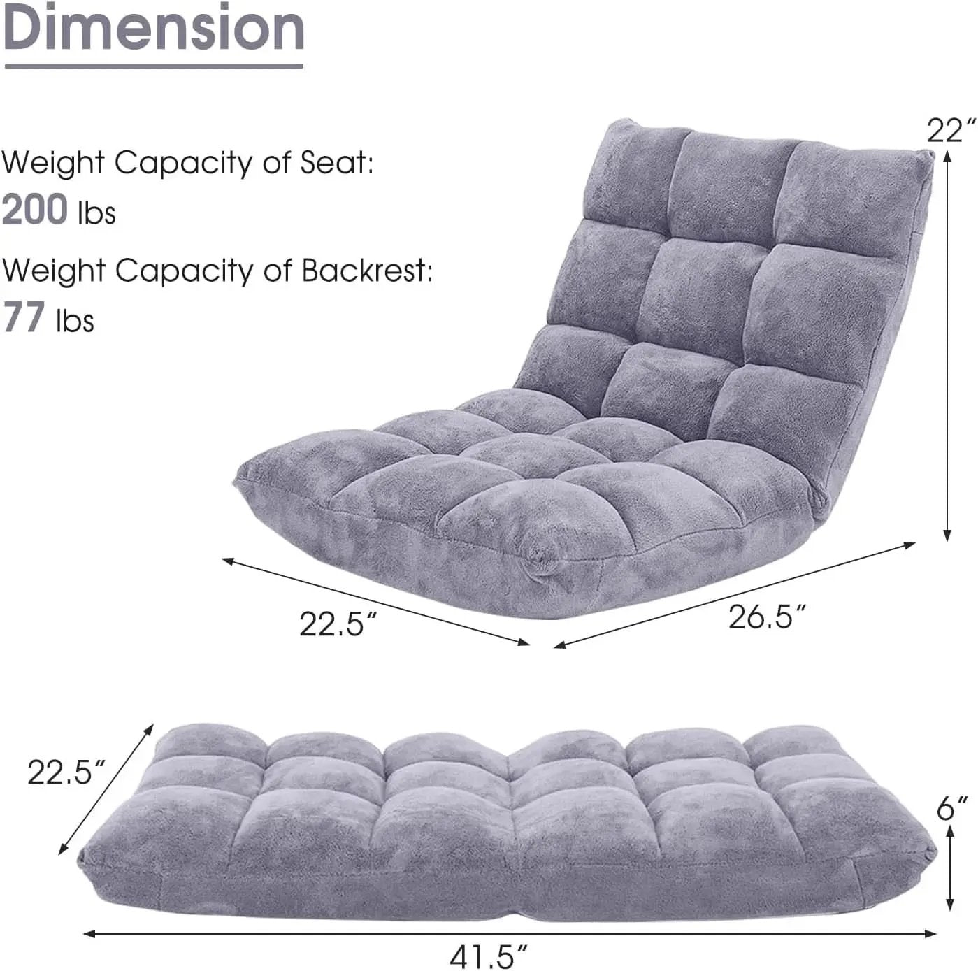 Grey Floor Chair With Back Support 14 Position Adjustable from PriceLows™