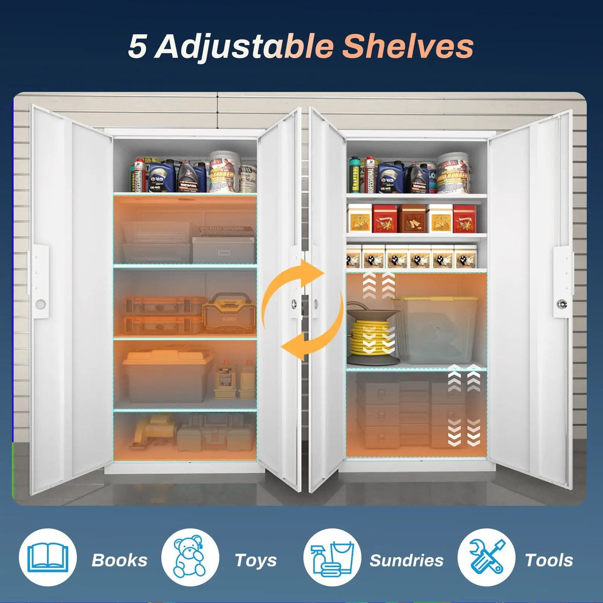 File Cabinet | Two Door | Four Adjustable Shelves | Heavy Duty Steel