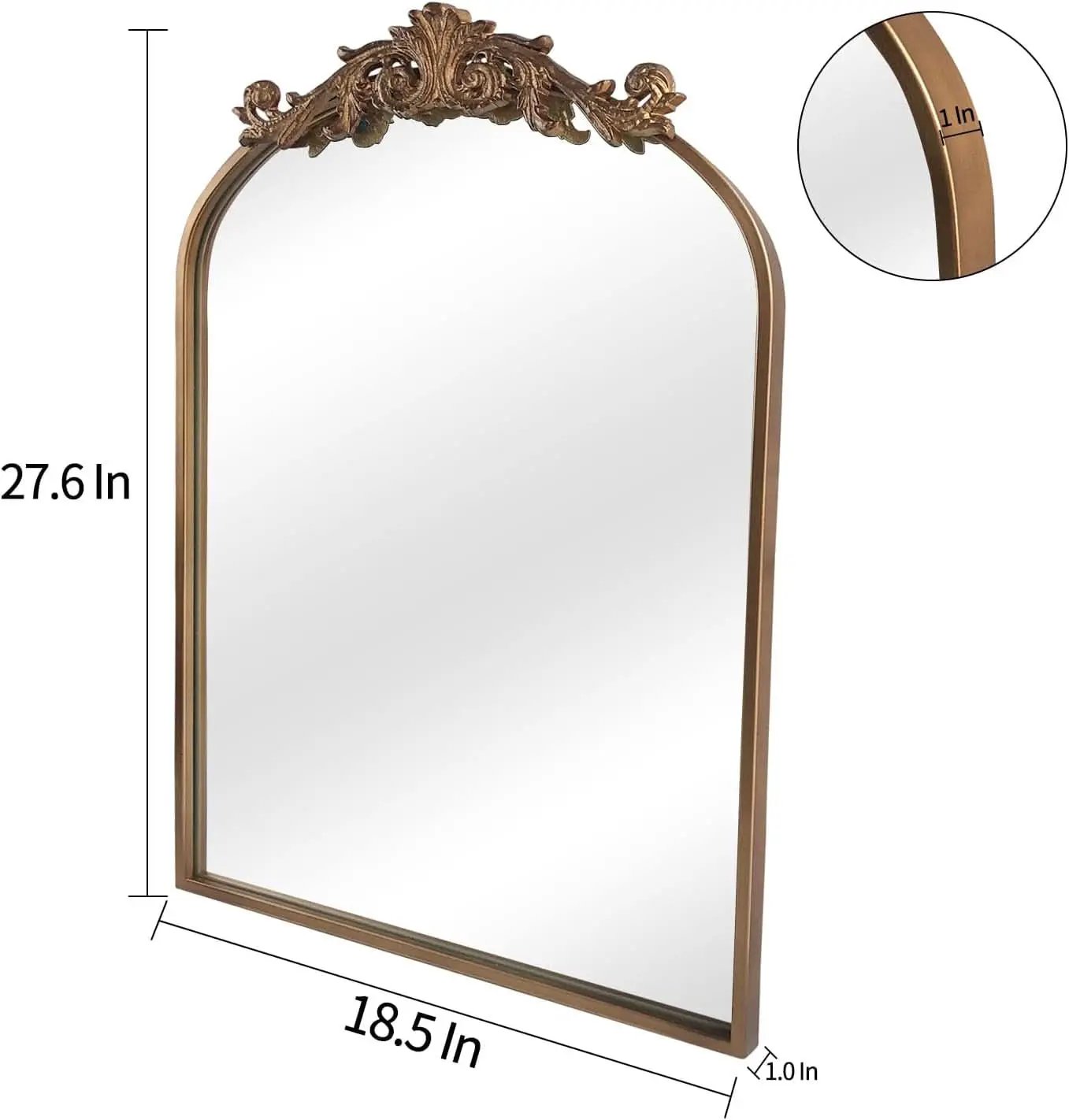 Antique Gold Baroque Arched Wall Mirror 19x27 Decor from PriceLows™